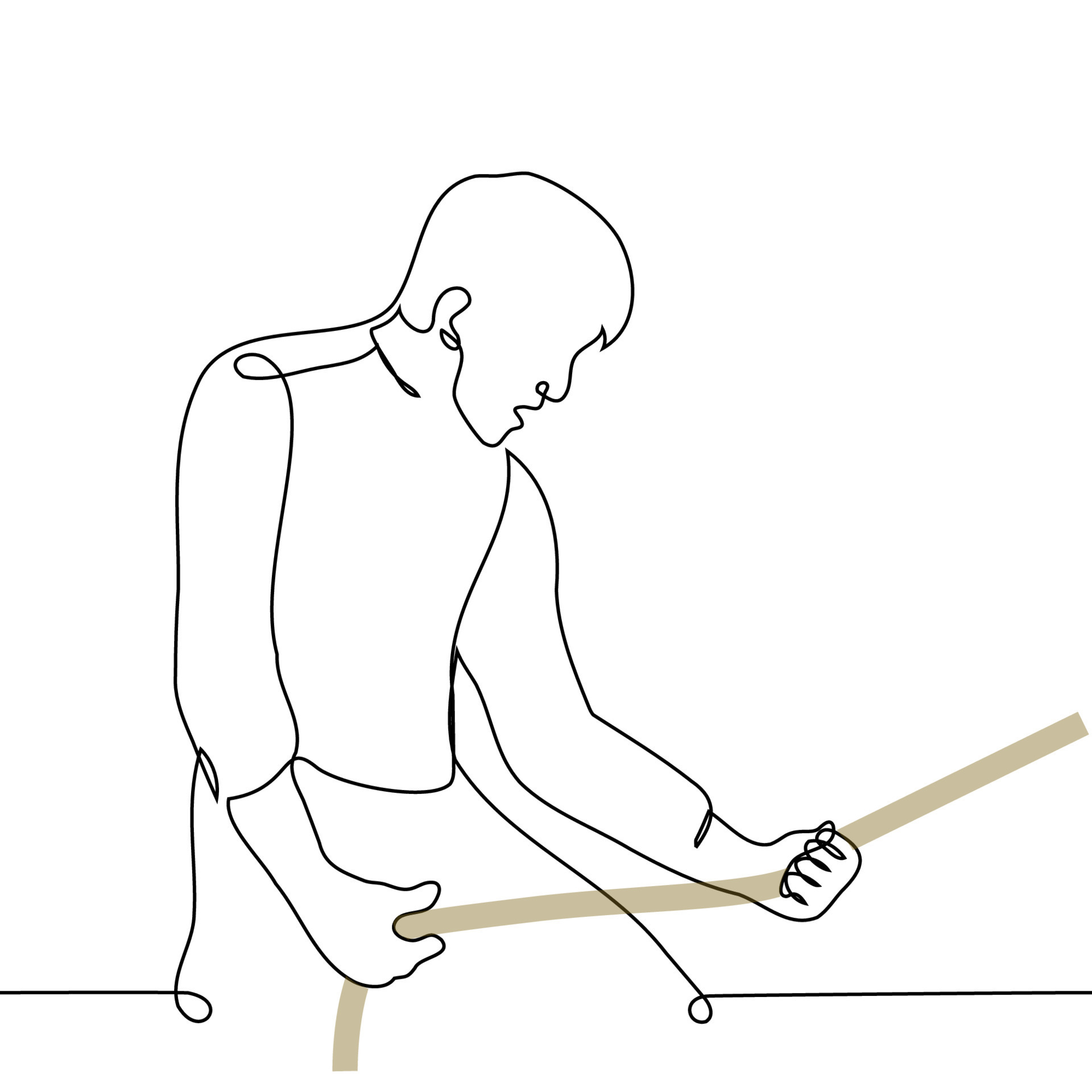 man pulling thick rope - one line drawing vector. concept tug of