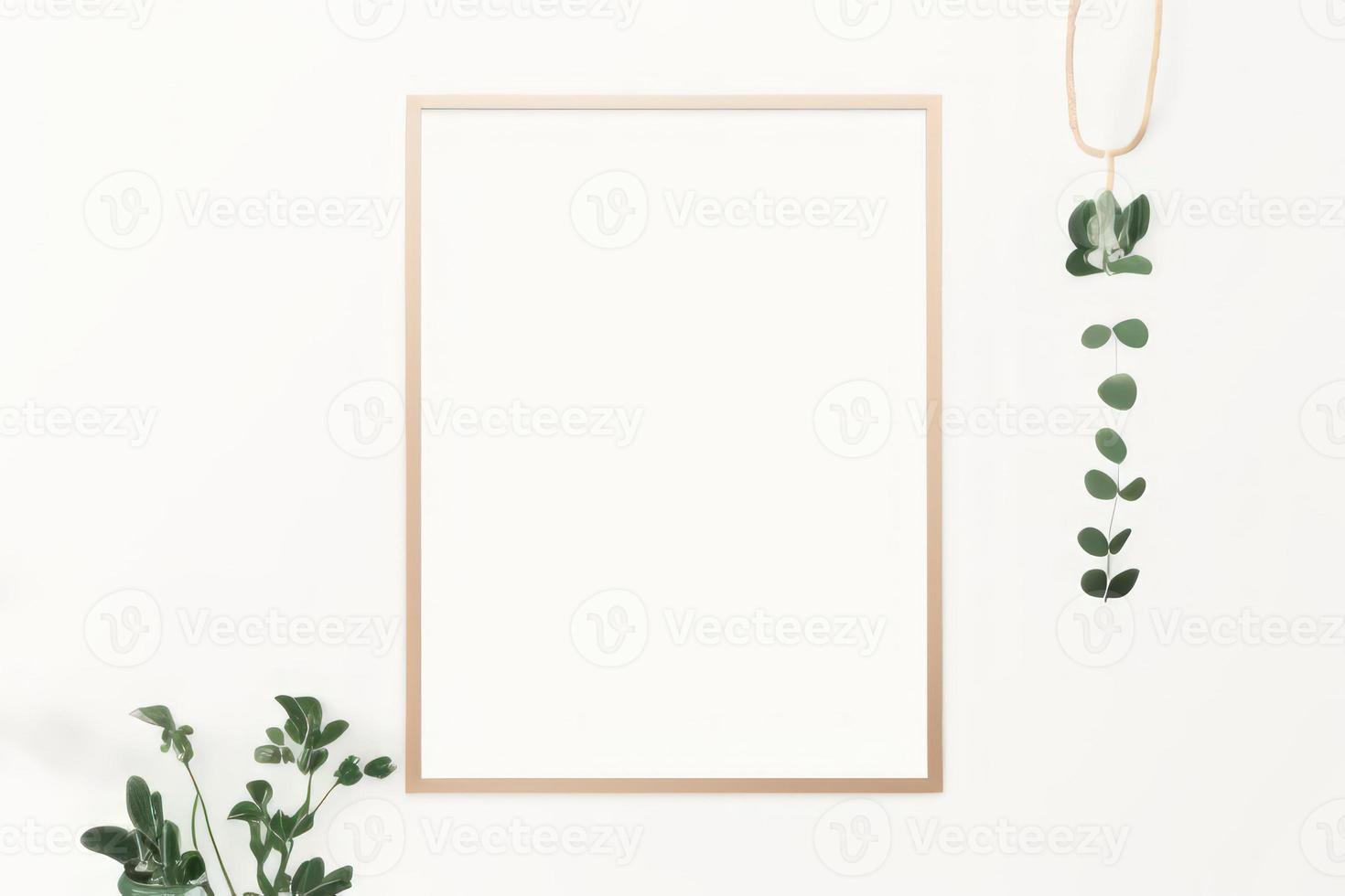 frame with leaves on table photo