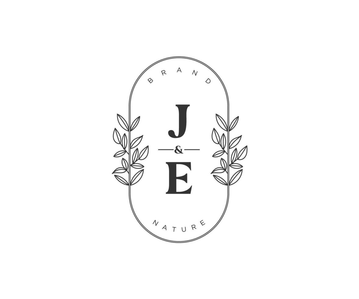 inicial je letras hermosa floral femenino editable prefabricado monoline logo adecuado para spa salón piel pelo belleza boutique y cosmético compañía. vector