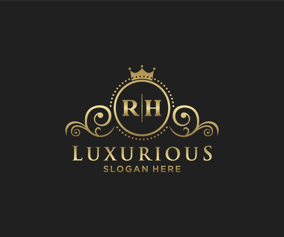 Initial RH Letter Royal Luxury Logo template in vector art for Restaurant, Royalty, Boutique, Cafe, Hotel, Heraldic, Jewelry, Fashion and other vector illustration.