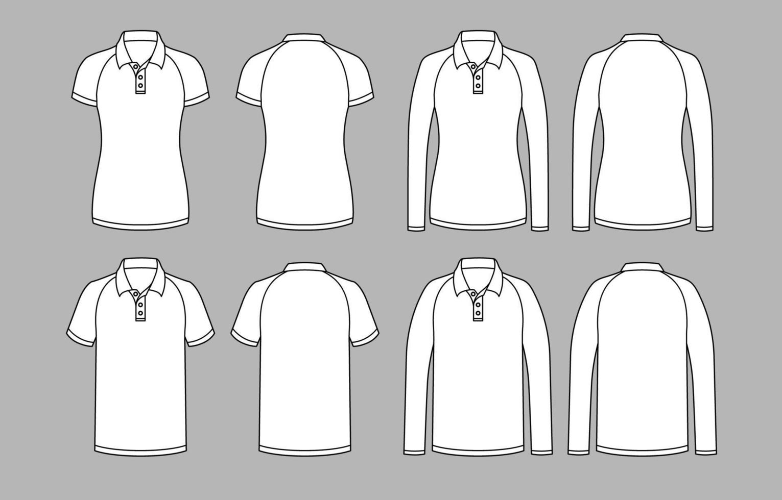 White Outline Polo Mock Up vector