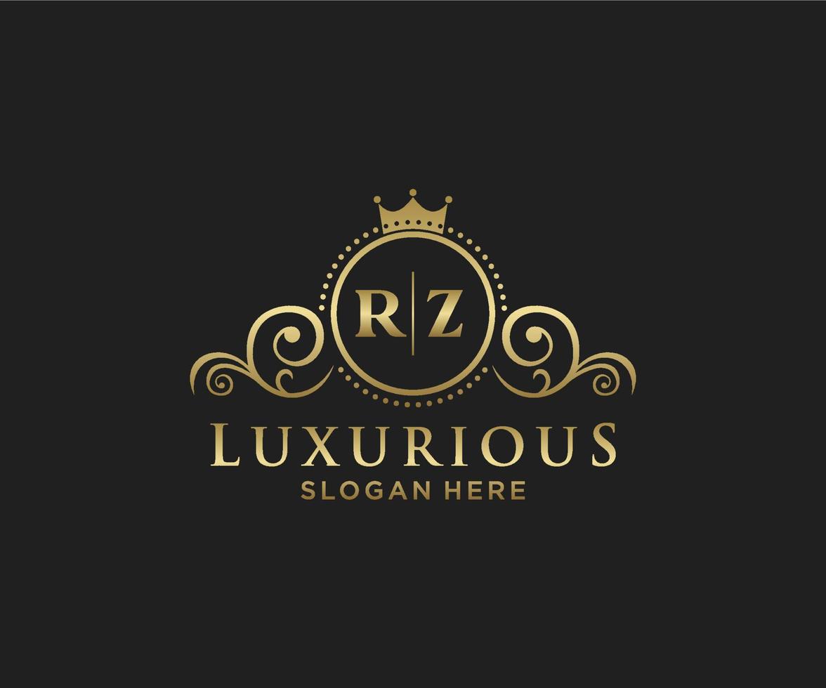 Initial RZ Letter Royal Luxury Logo template in vector art for Restaurant, Royalty, Boutique, Cafe, Hotel, Heraldic, Jewelry, Fashion and other vector illustration.