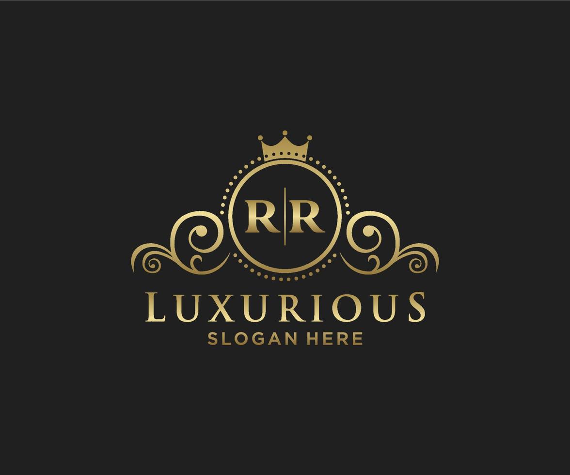 Initial RR Letter Royal Luxury Logo template in vector art for Restaurant, Royalty, Boutique, Cafe, Hotel, Heraldic, Jewelry, Fashion and other vector illustration.