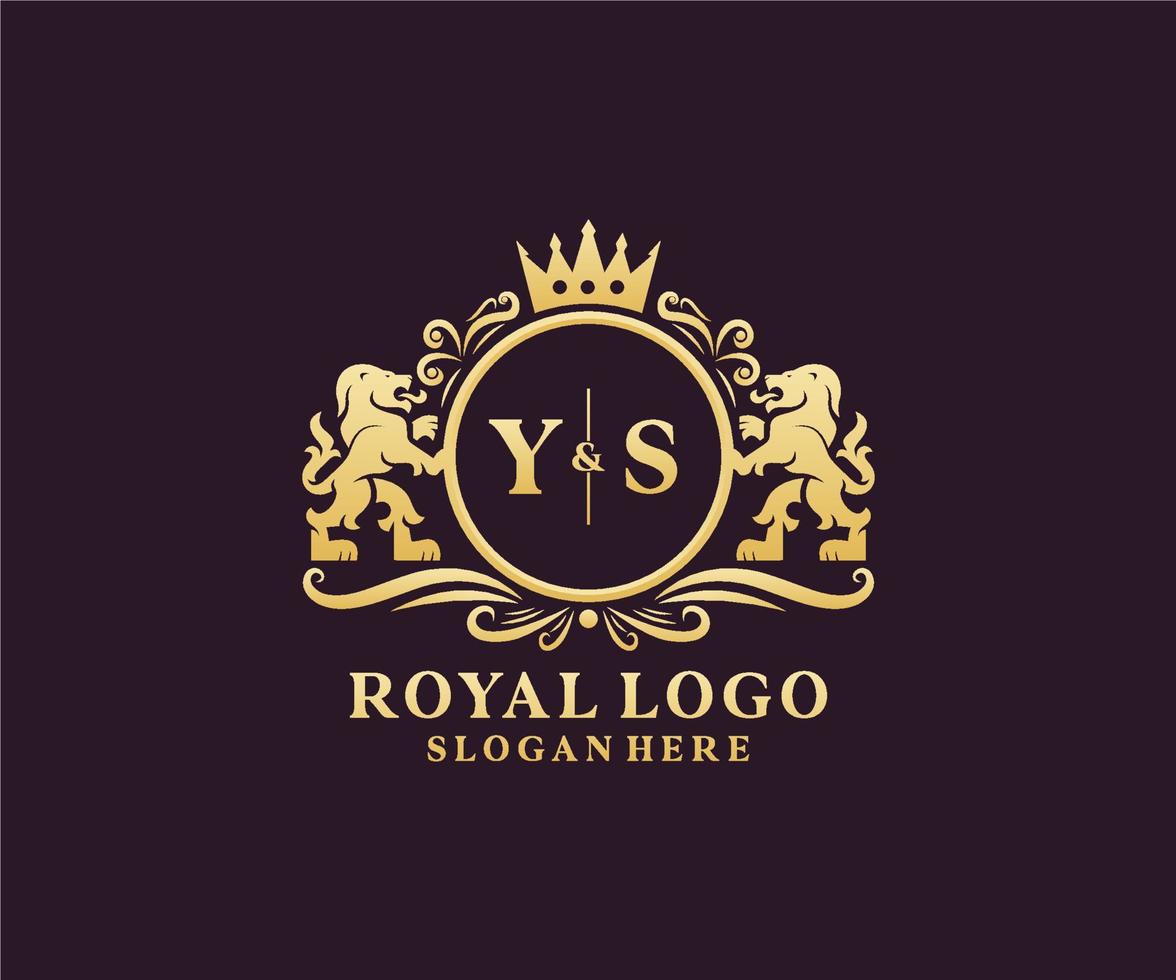 Initial YS Letter Lion Royal Luxury Logo template in vector art for Restaurant, Royalty, Boutique, Cafe, Hotel, Heraldic, Jewelry, Fashion and other vector illustration.