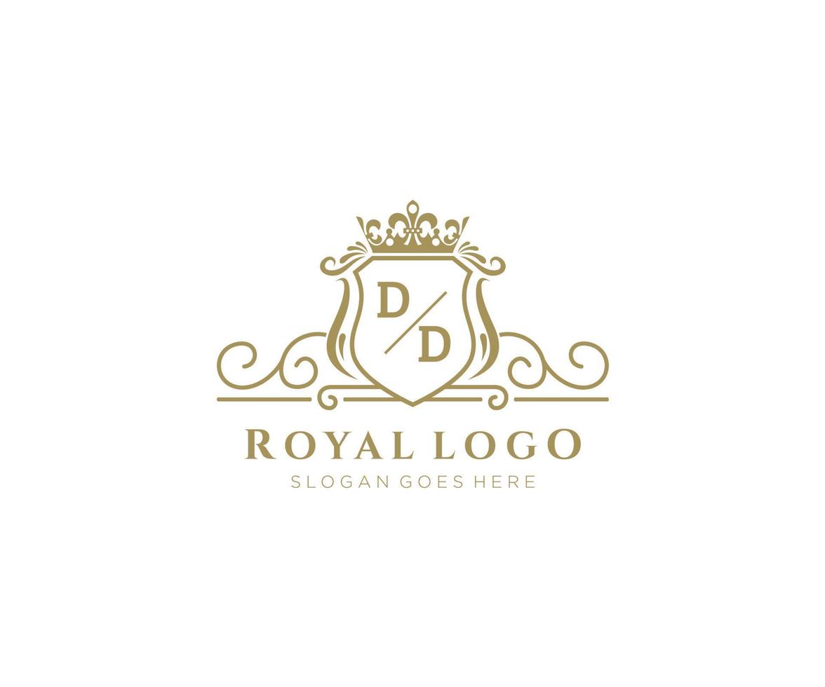 Initial DD Letter Luxurious Brand Logo Template, for Restaurant, Royalty, Boutique, Cafe, Hotel, Heraldic, Jewelry, Fashion and other vector illustration.