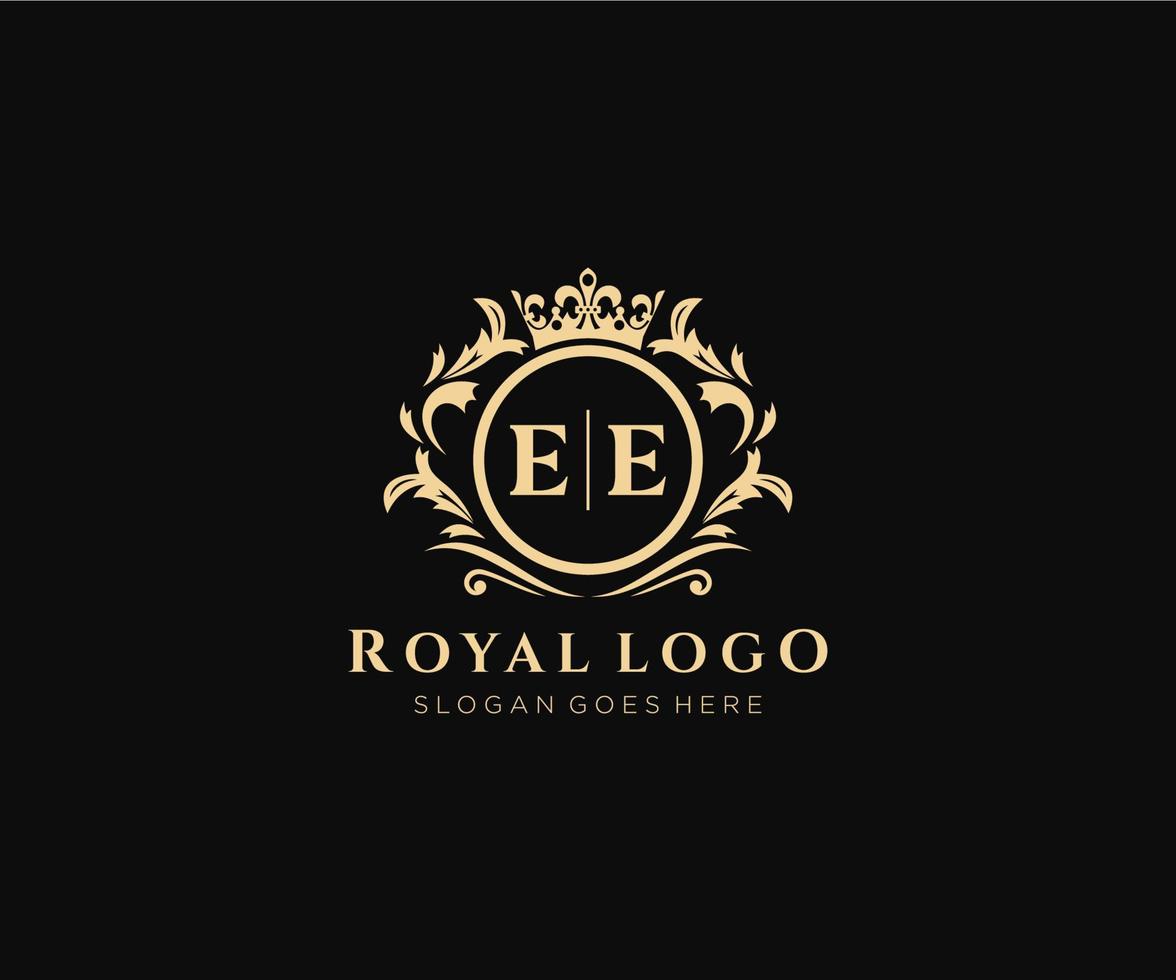 Initial EE Letter Luxurious Brand Logo Template, for Restaurant, Royalty, Boutique, Cafe, Hotel, Heraldic, Jewelry, Fashion and other vector illustration.