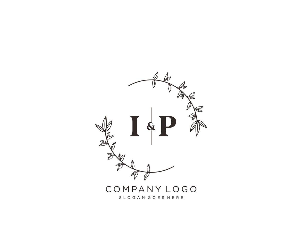 inicial ip letras hermosa floral femenino editable prefabricado monoline logo adecuado para spa salón piel pelo belleza boutique y cosmético compañía. vector