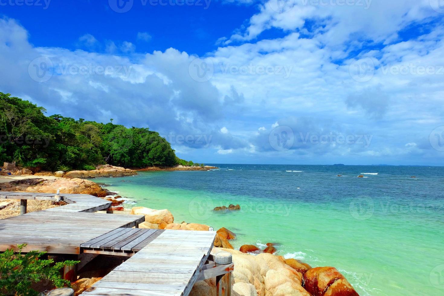 Summer times of sea, sand, beach, sun. View of beautiful beach island in Thailand. For use as background, wallpaper, screen saver. Summer or holiday or vacation or peace or calm or fresh concept. photo