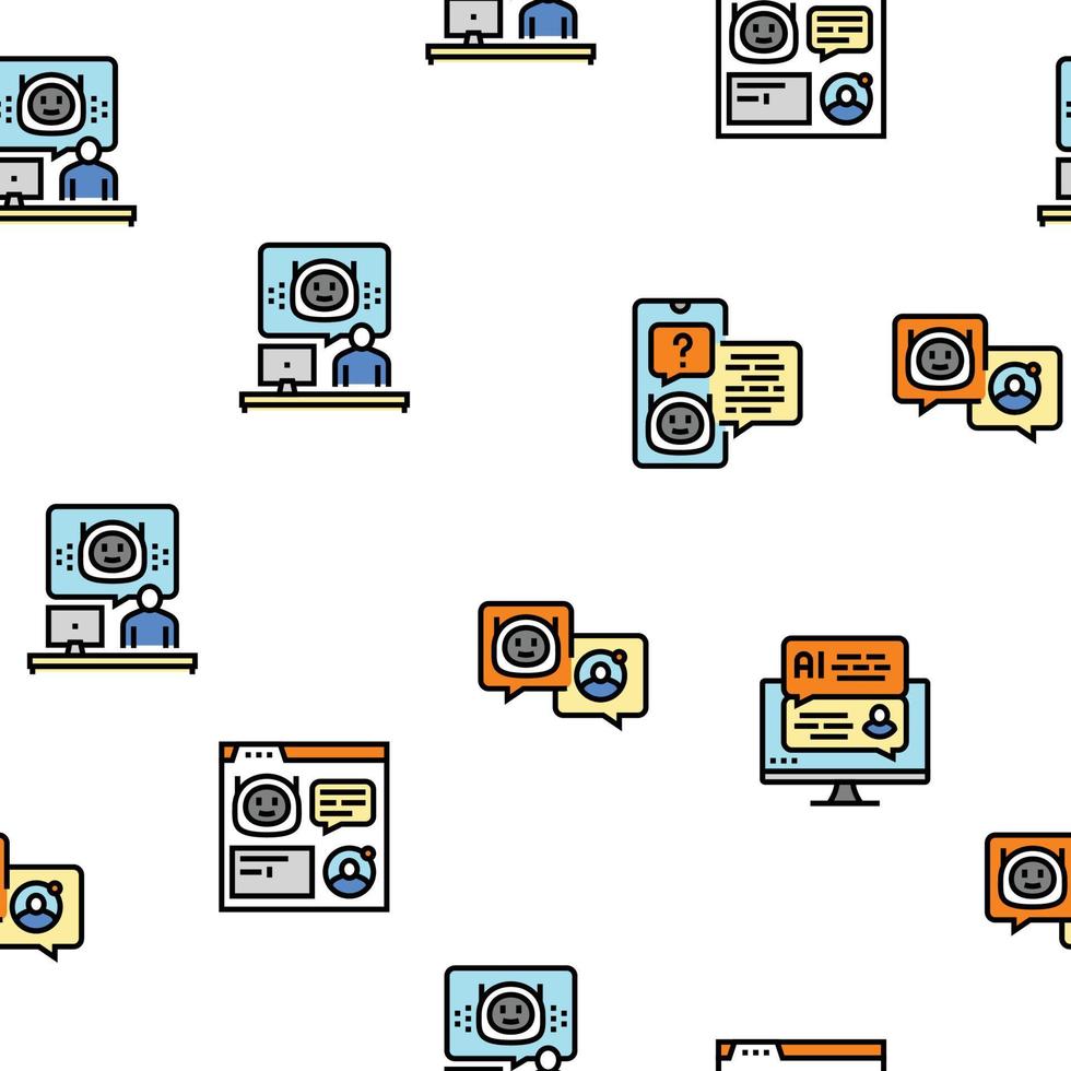 chat bot robot service online vector seamless pattern