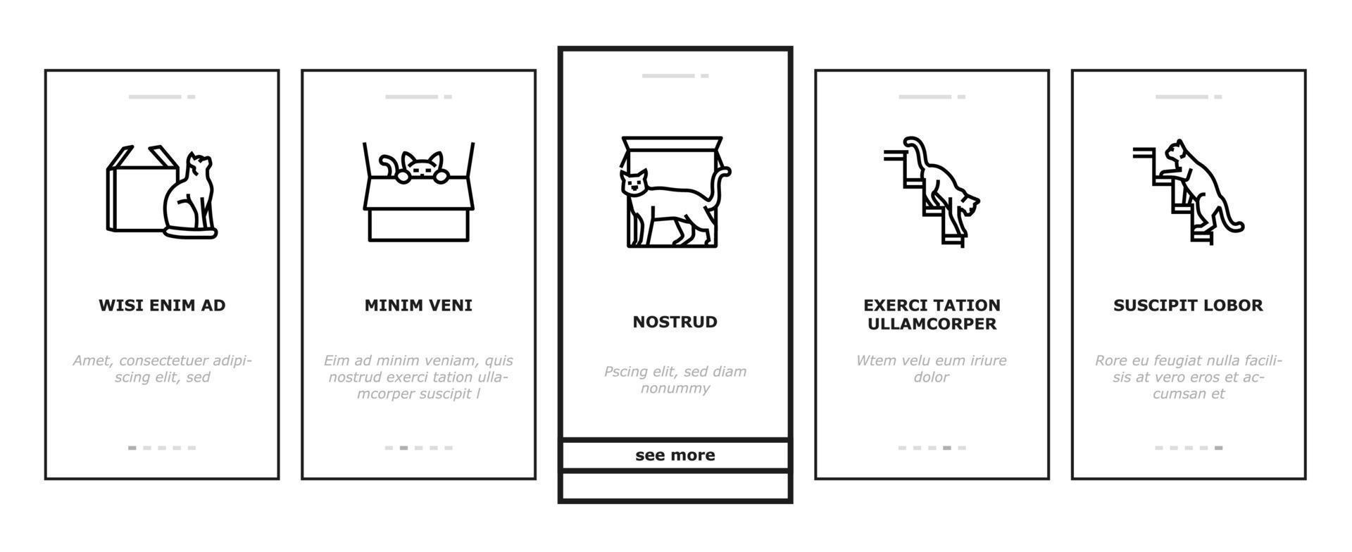 preposition english language onboarding icons set vector