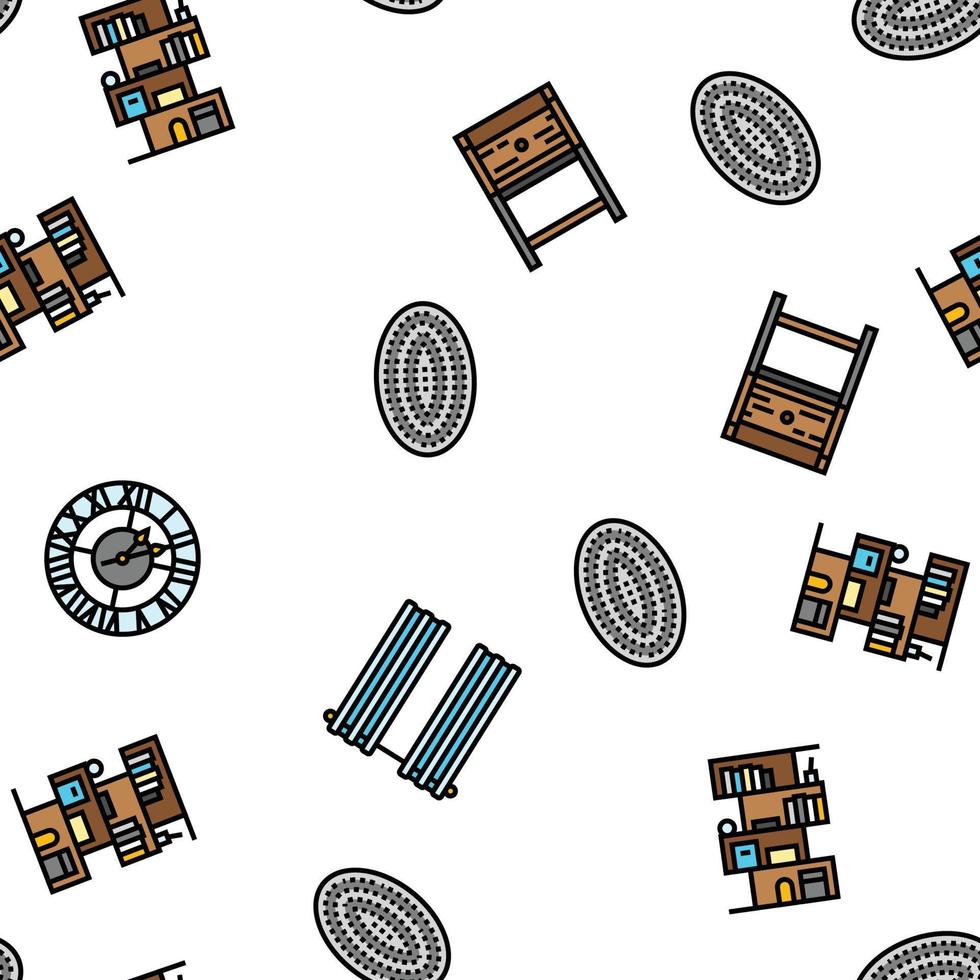 living room modern home furniture vector seamless pattern