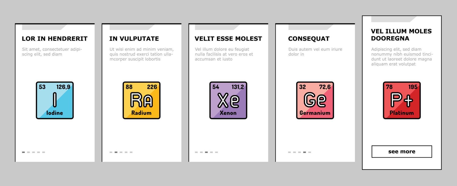 chemical science chemistry onboarding icons set vector