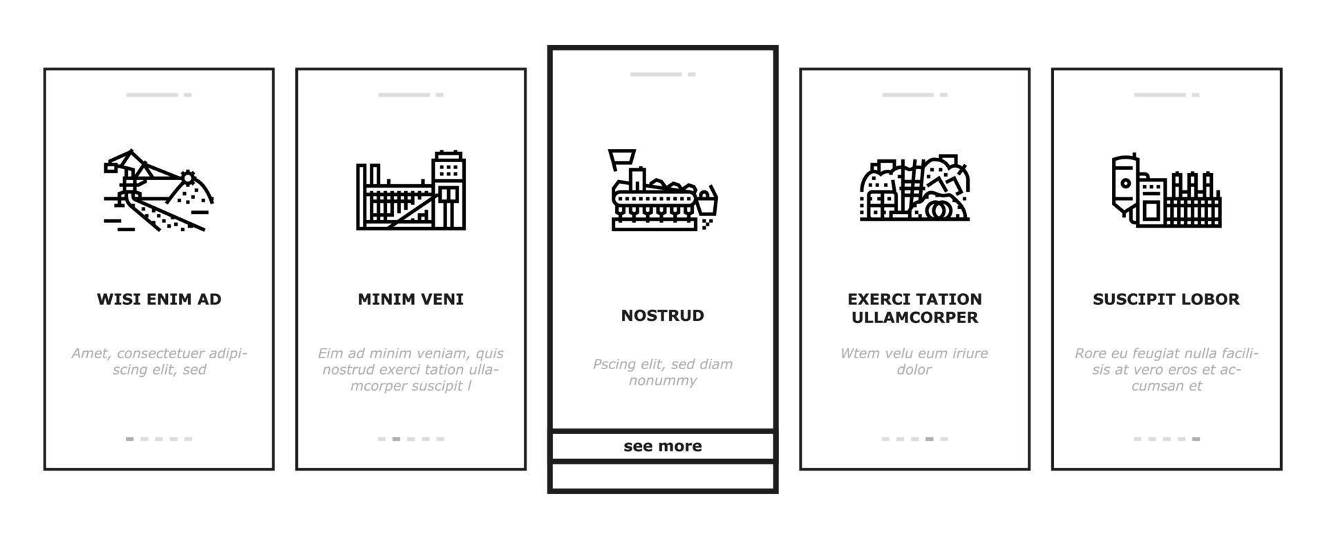 steel production industry metal onboarding icons set vector