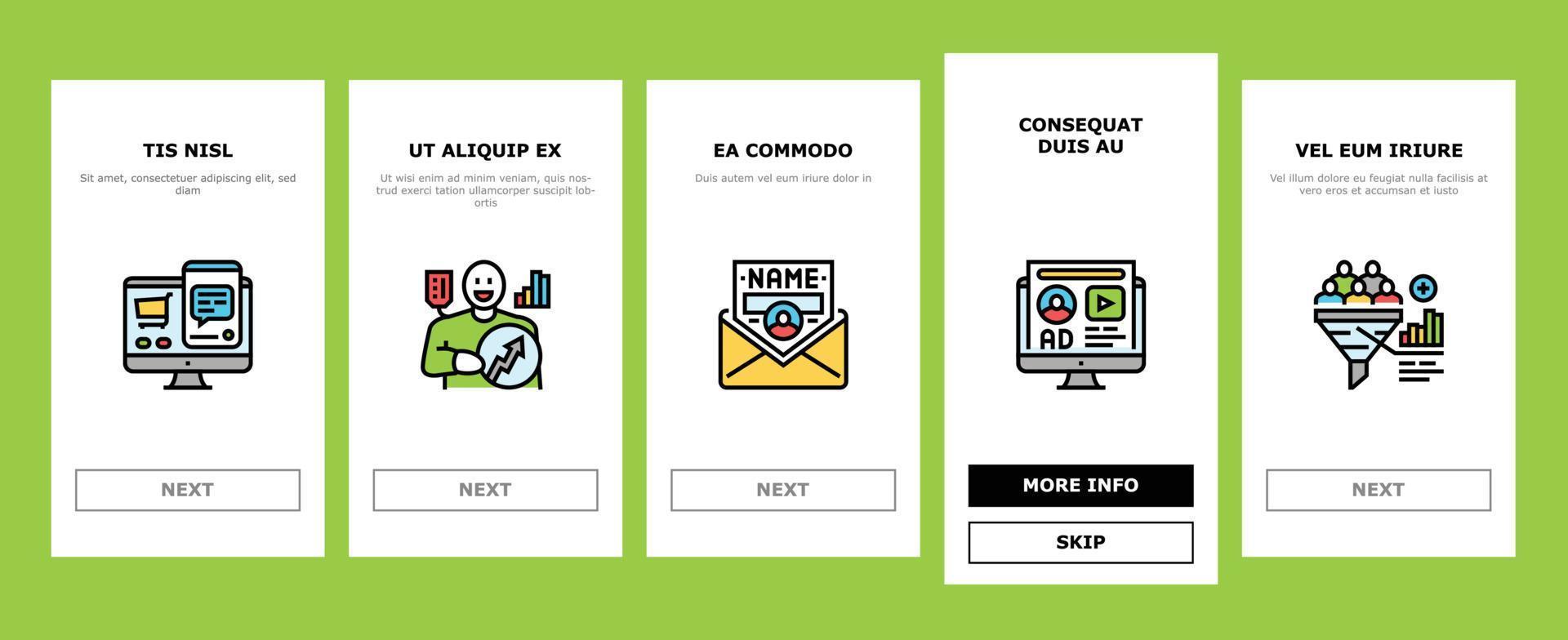 lead marketing generation onboarding icons set vector