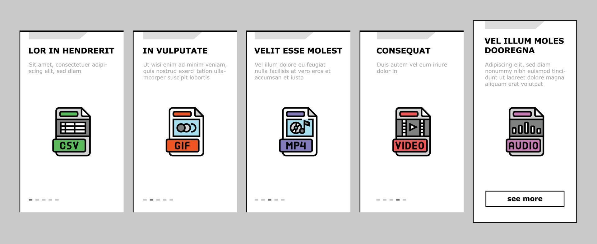 file format document onboarding icons set vector