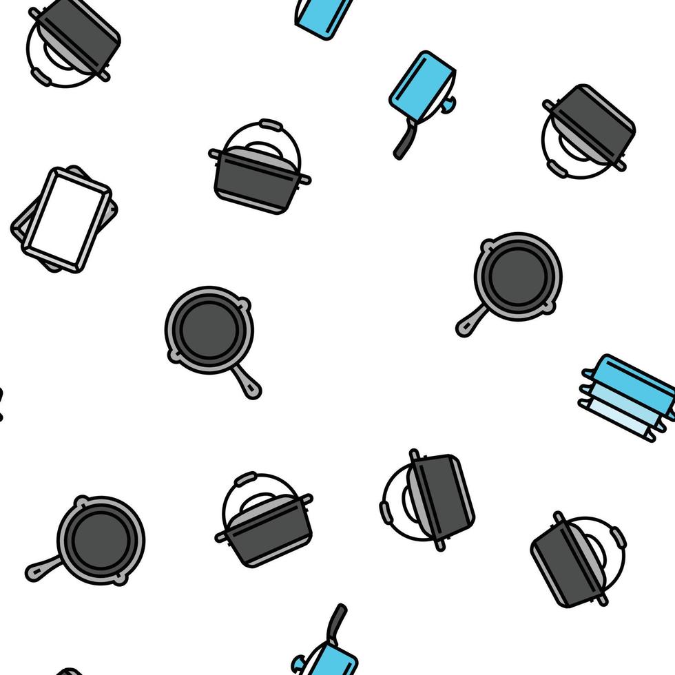 cookware kitchen cooking food vector seamless pattern