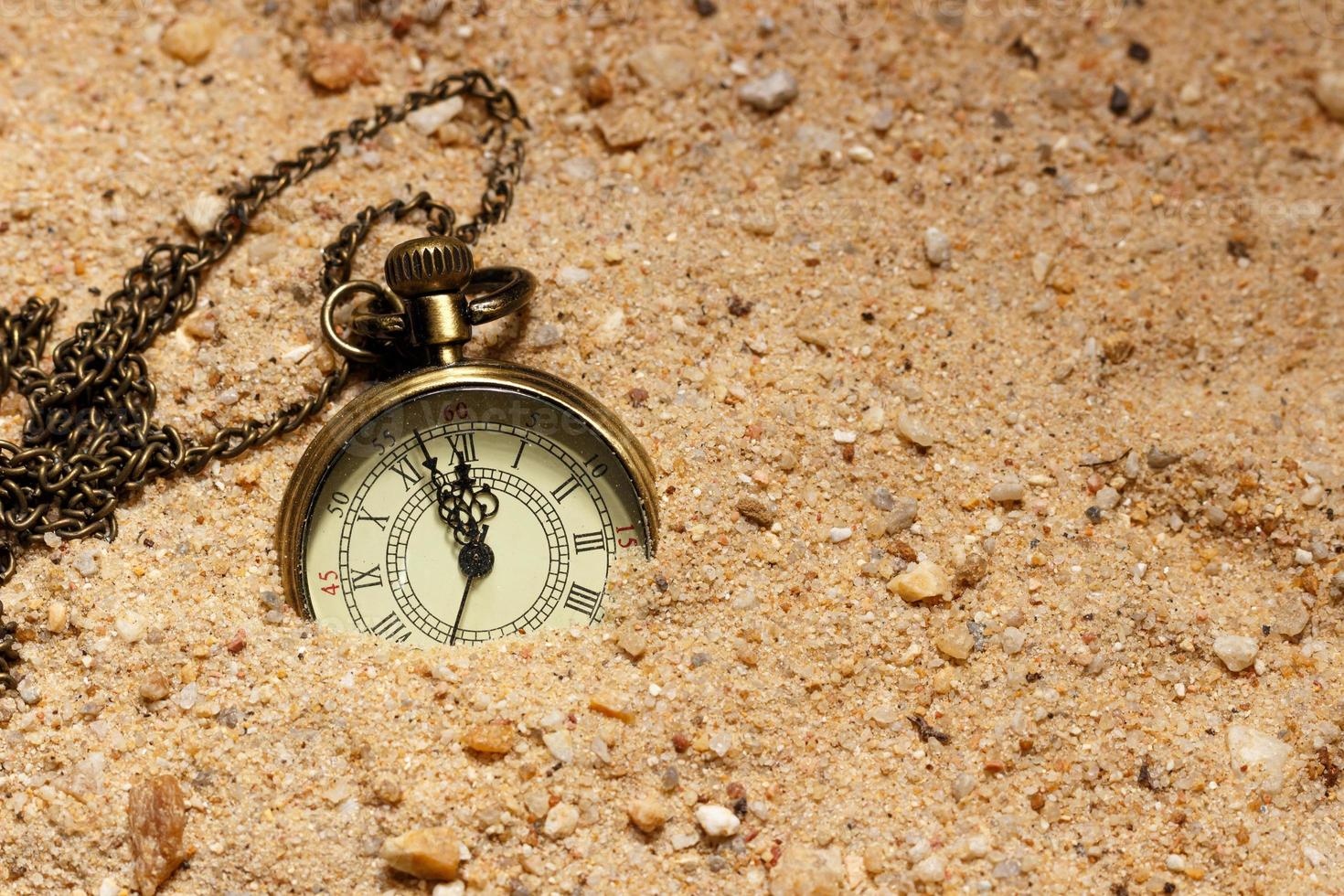 Retro style clock in the sand photo
