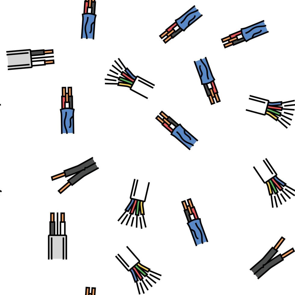 wire cable technology connection vector seamless pattern