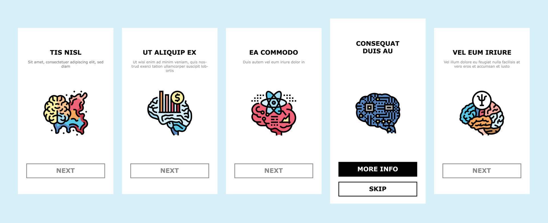 brain human mind head idea onboarding icons set vector