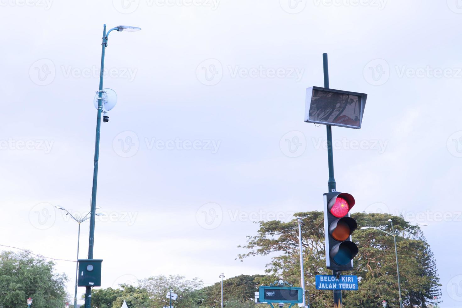 Trafficlight with blue sky background photo