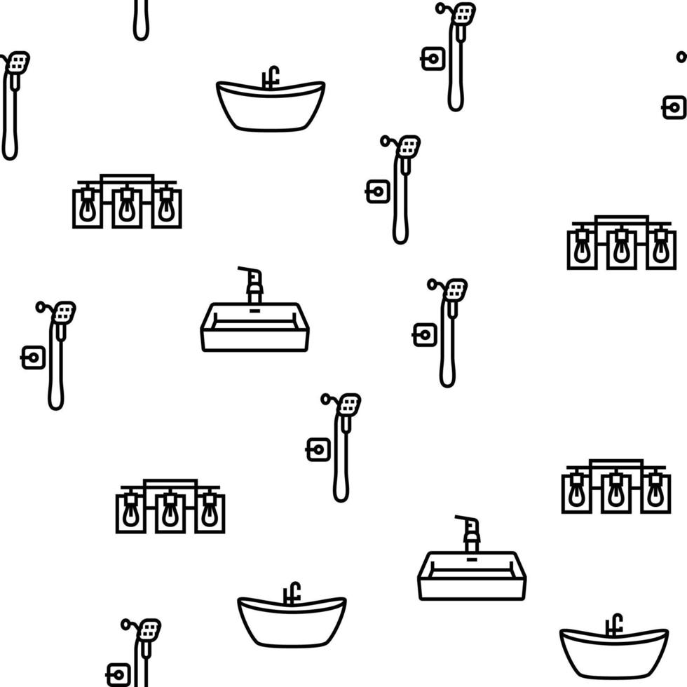 bathroom interior home vector seamless pattern