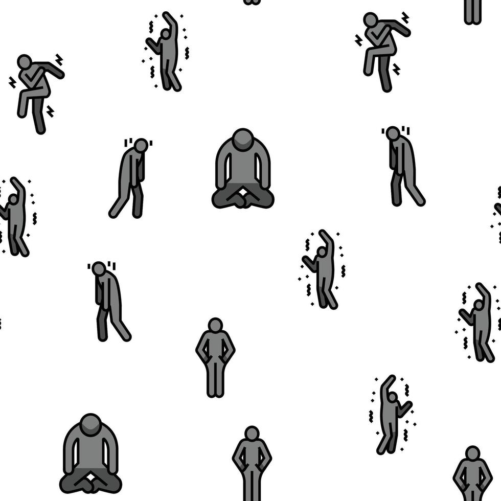 stickman man people silhouette vector seamless pattern