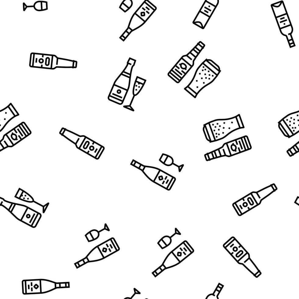 alcohol bottle glass drink bar vector seamless pattern