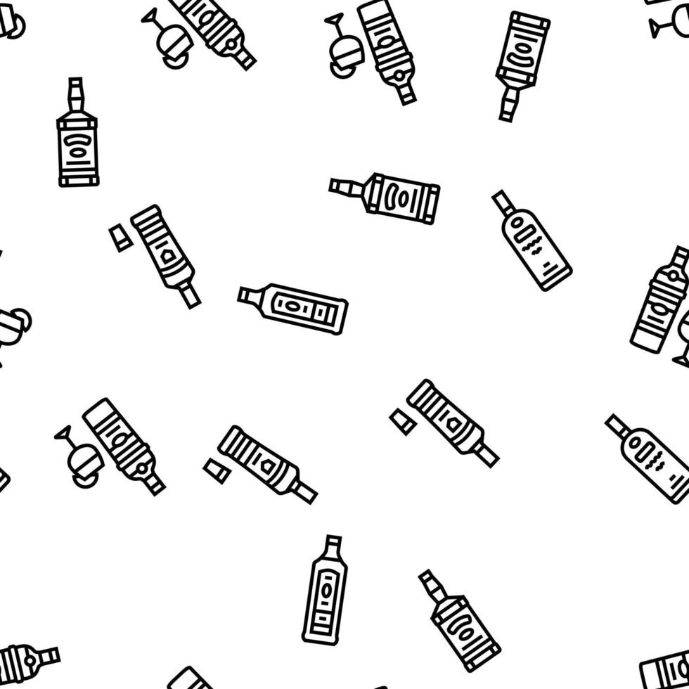 alcohol bottle glass drink bar vector seamless pattern