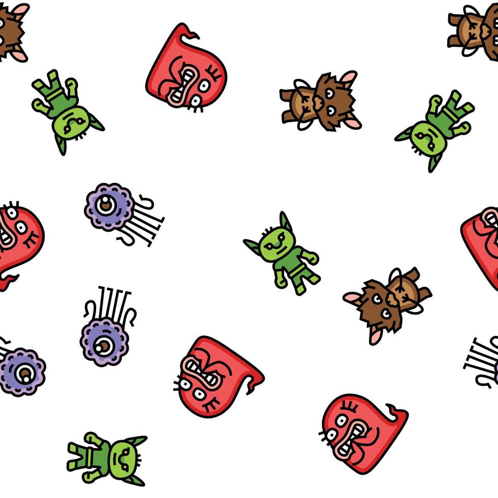 monster funny cute alien vector seamless pattern