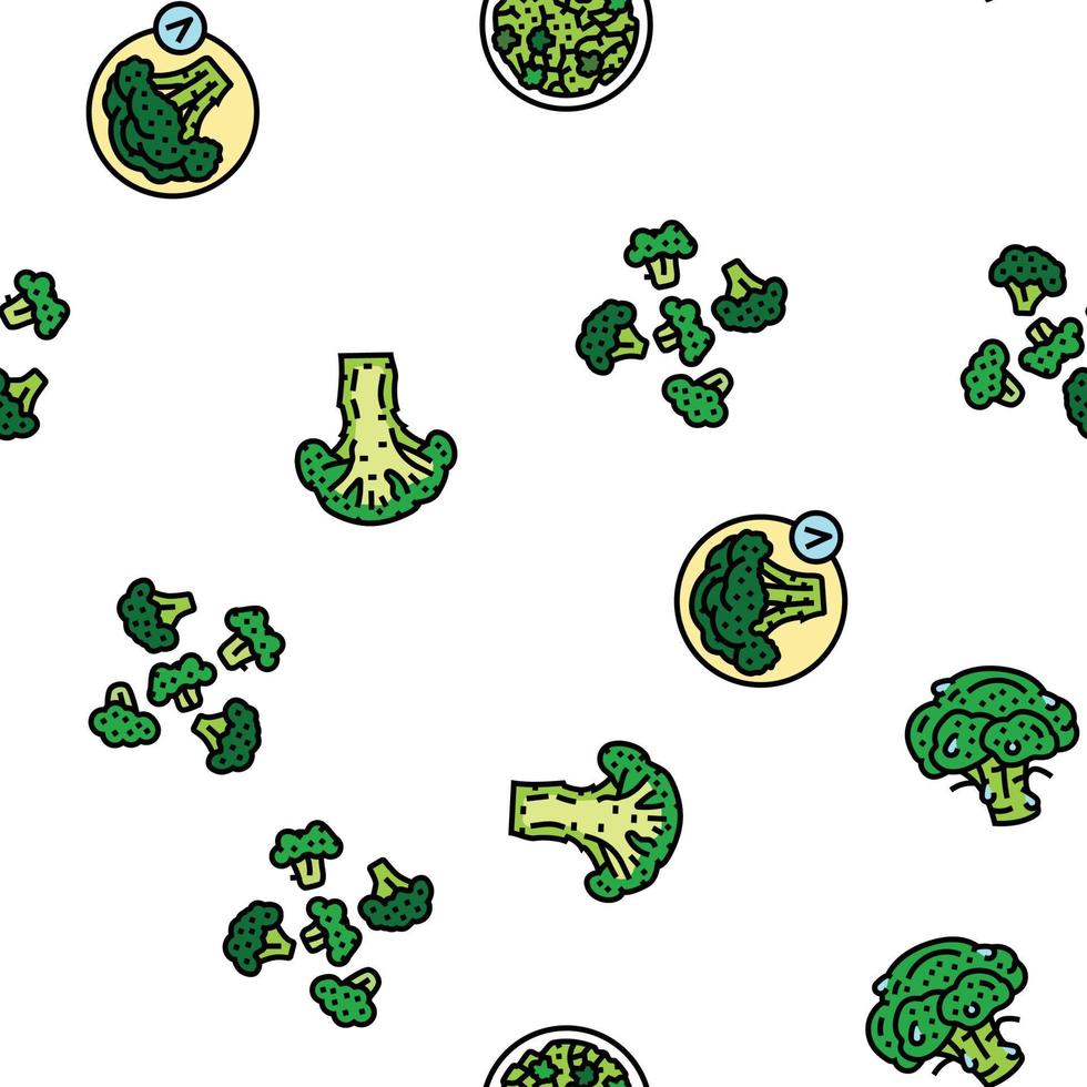 broccoli food cabbage vegetable vector seamless pattern