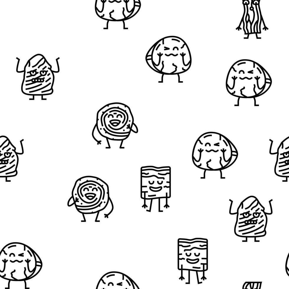 meat character beef food funny vector seamless pattern