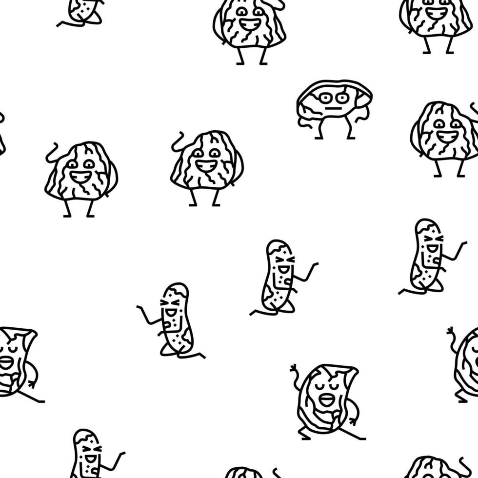 meat character beef food funny vector seamless pattern