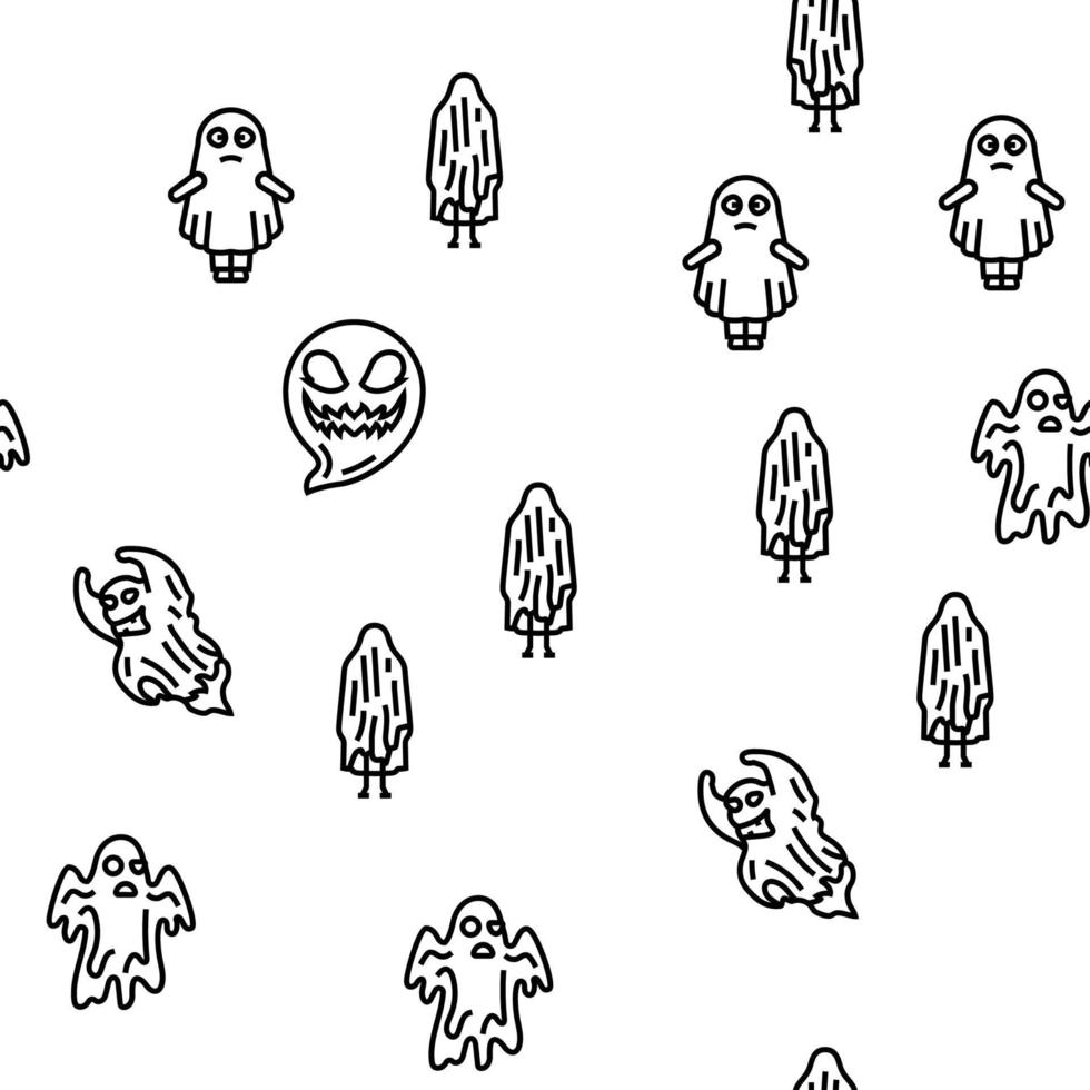 ghost halloween spooky scary cute vector seamless pattern