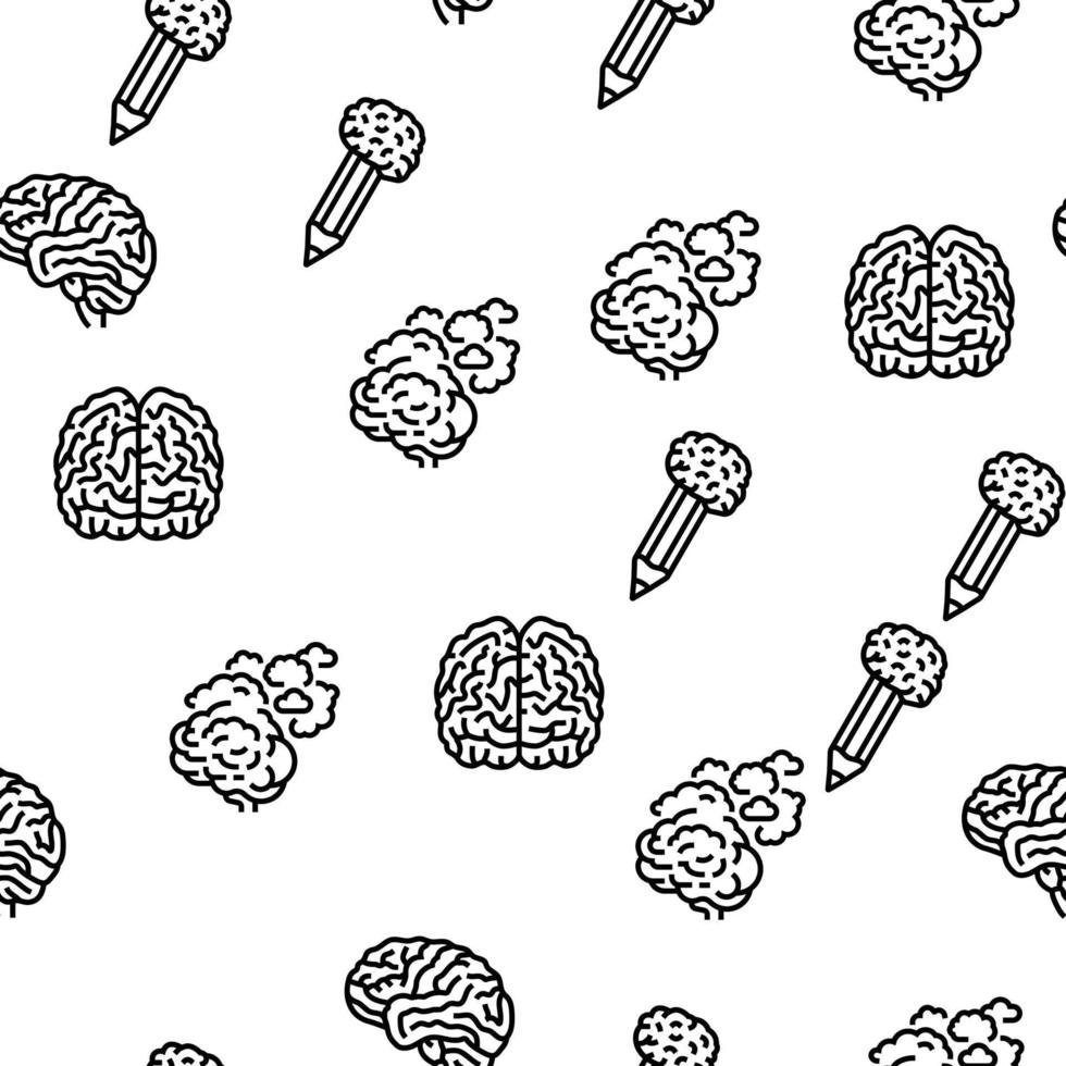 brain human mind head idea vector seamless pattern