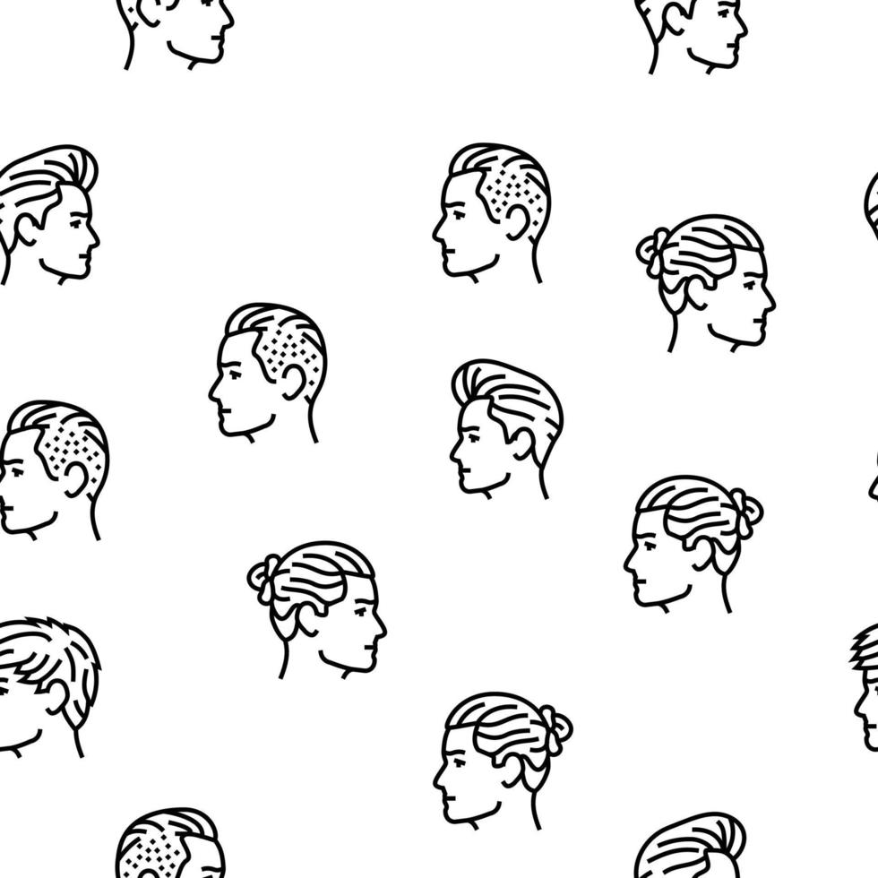 hairstyle portrait hair fashion vector seamless pattern