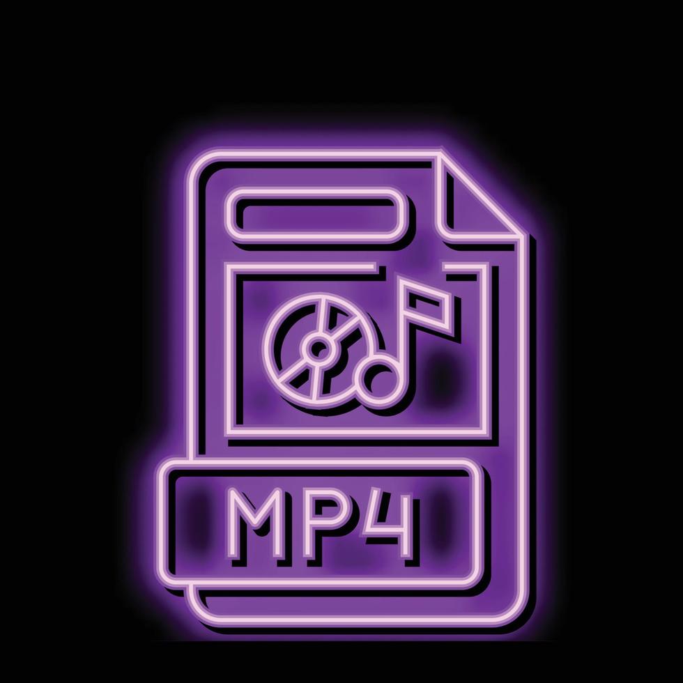 mp4 archivo formato documento neón resplandor icono ilustración vector