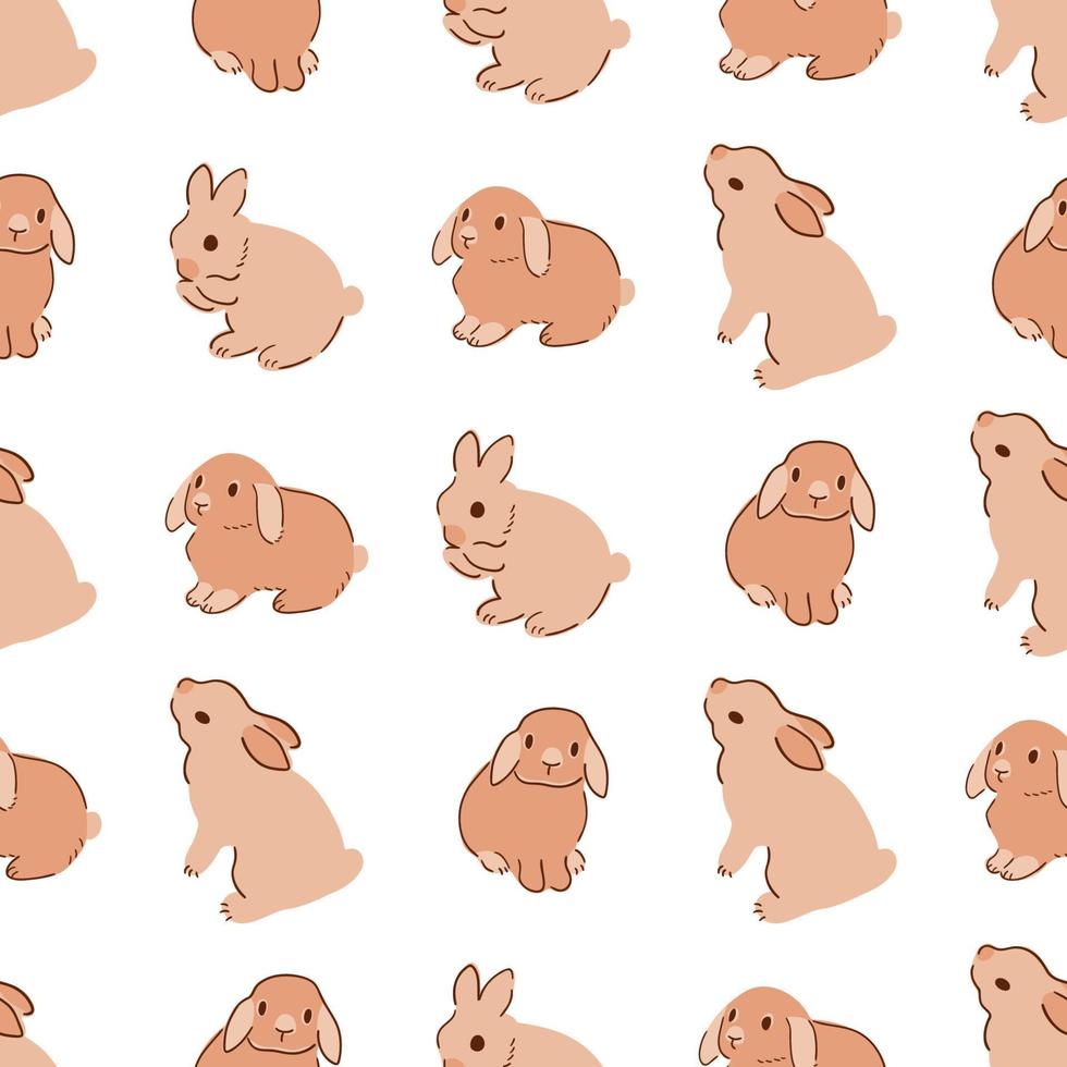 bebé Conejo conejito sin costura modelo en pastel beige color. Conejo formas y líneas repetir fondo, textil superficie diseño. linda conejitos Pascua de Resurrección fondo de pantalla. ingenuo liebre animal vector ilustración.