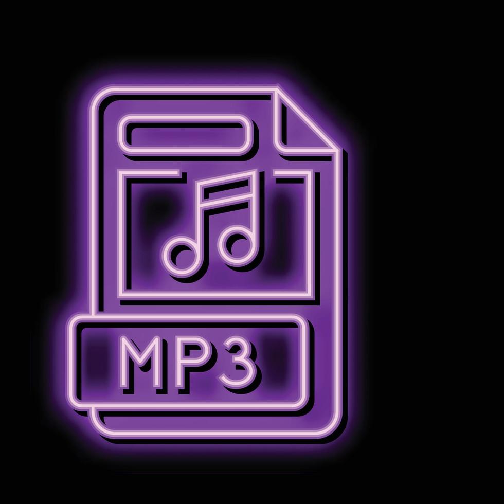 mp3 file format document neon glow icon illustration vector