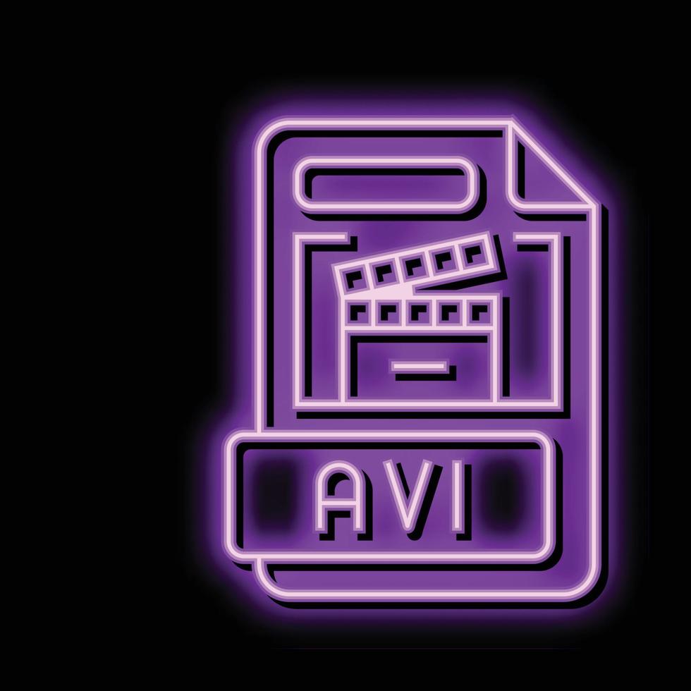 avi file format document neon glow icon illustration vector