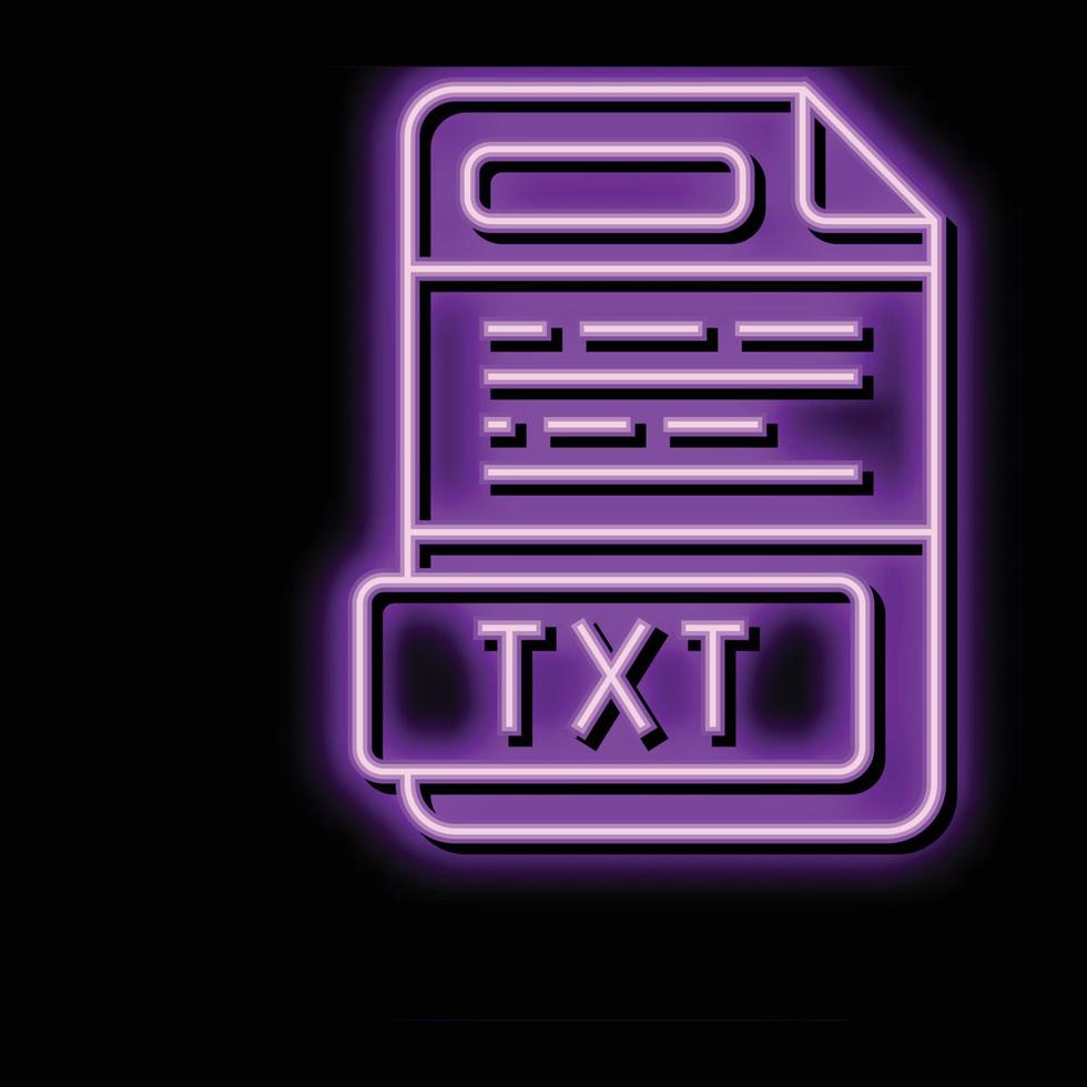 txt file format document neon glow icon illustration vector