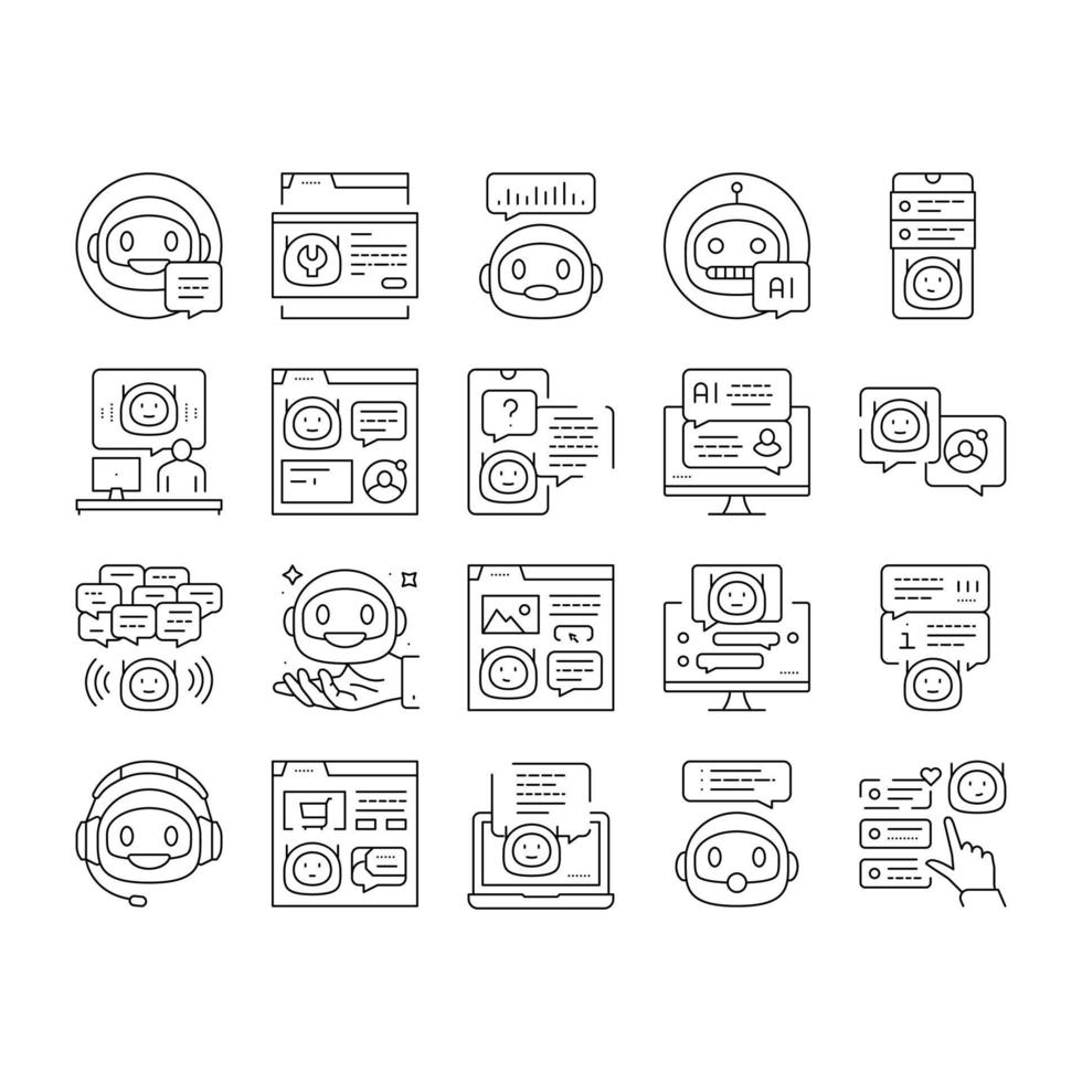 charla larva del moscardón robot Servicio en línea íconos conjunto vector