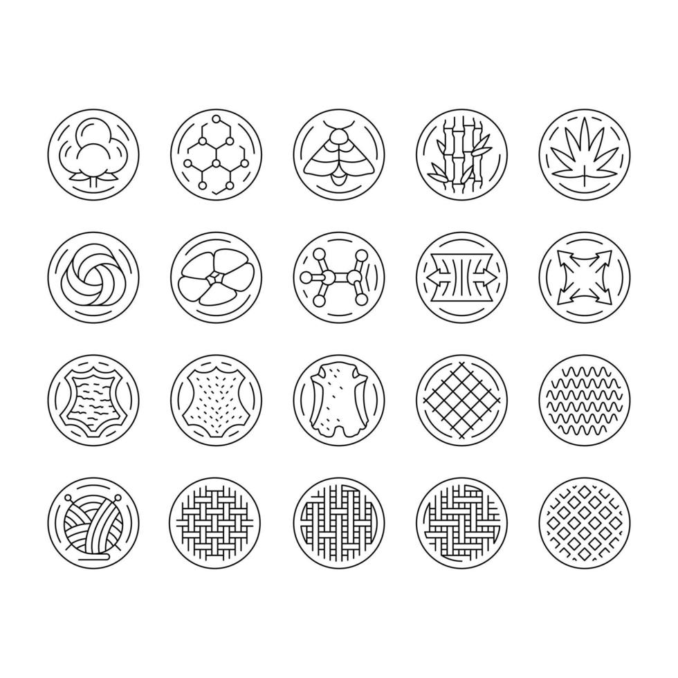 fabric cloth textile material icons set vector