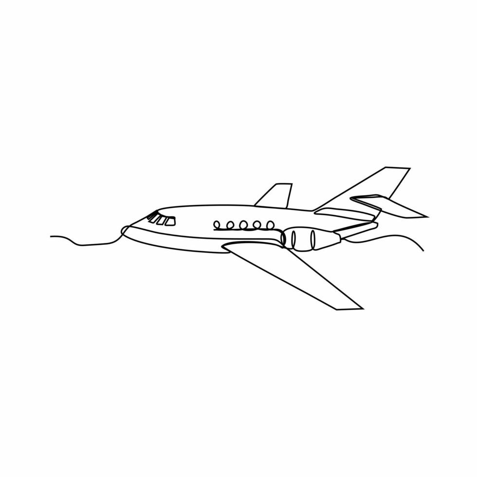 airplane continuous line art white background vector