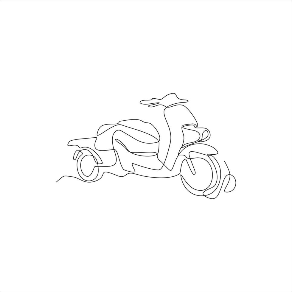 continuo línea Arte de triciclo eléctrico motocicleta vector