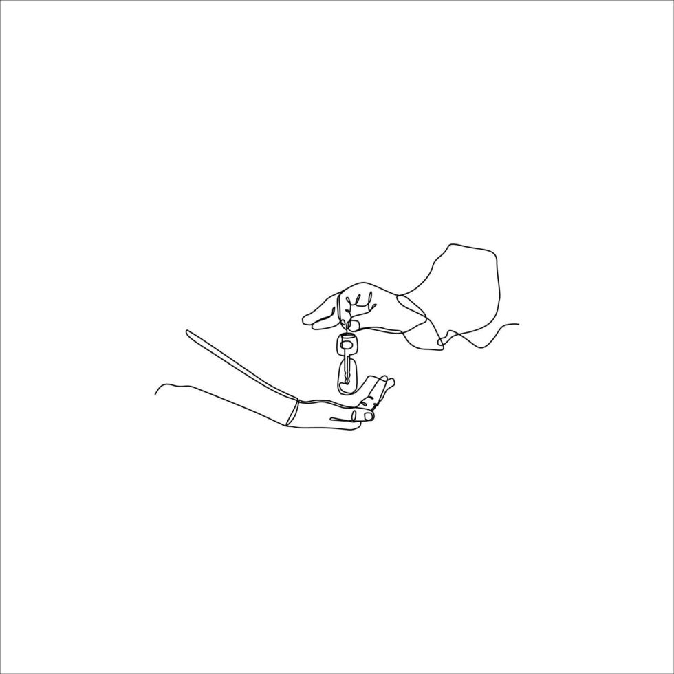 continuous line art of person giving keys vector