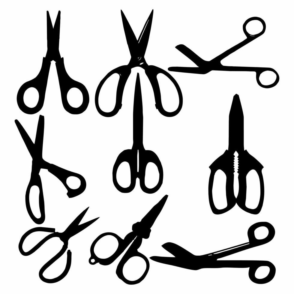 silueta de cortar con tijeras icono negro blanco antecedentes vector