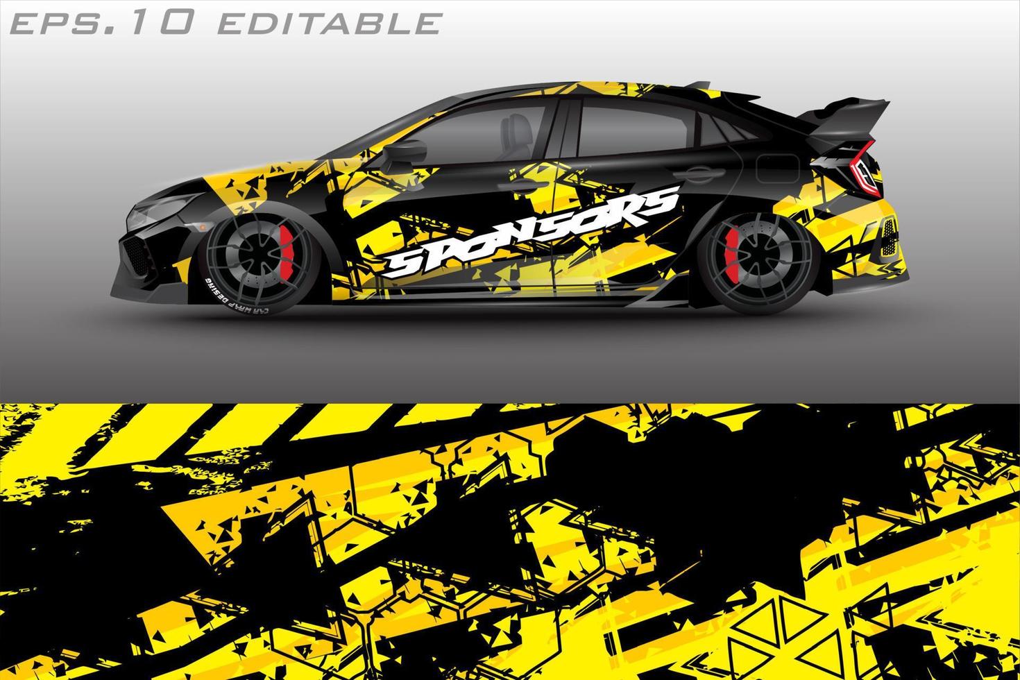 abstract motif sports car wrap livery design vector