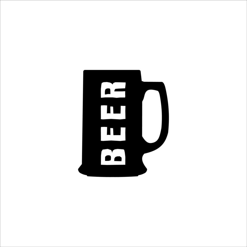 Beer glass silhouette icon illustration logo design vector