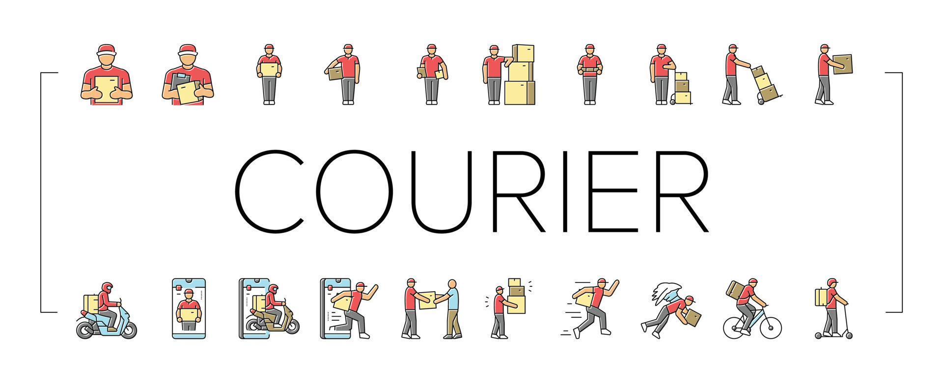 courier delivery service shipping icons set vector