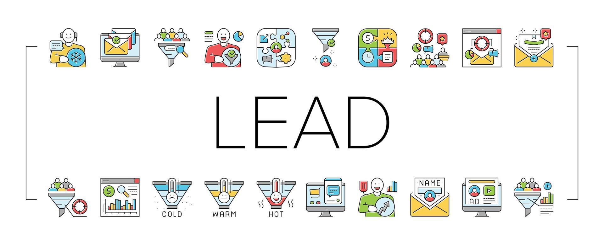 lead marketing generation icons set vector